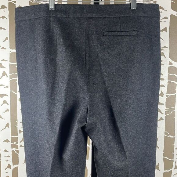Tory Burch Wool Flannel Pleated Cropped Tapered Dress Pants Charcoal Gray XL - Picture 8 of 9